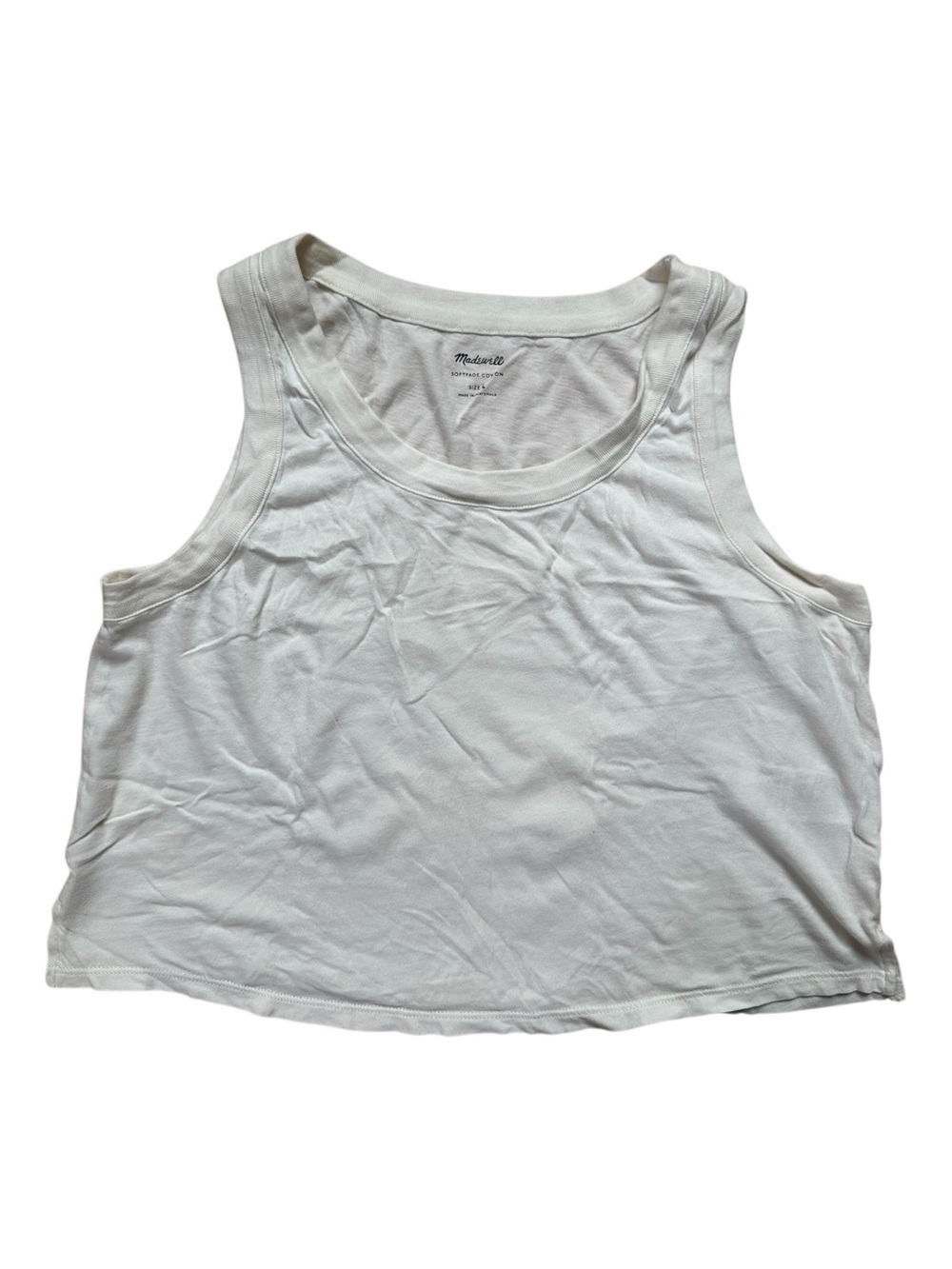 Madewell White Scoop Neck Cropped Tank